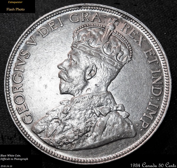 1934-Canada-50-Cents-Coin-Ef45-Blast-White