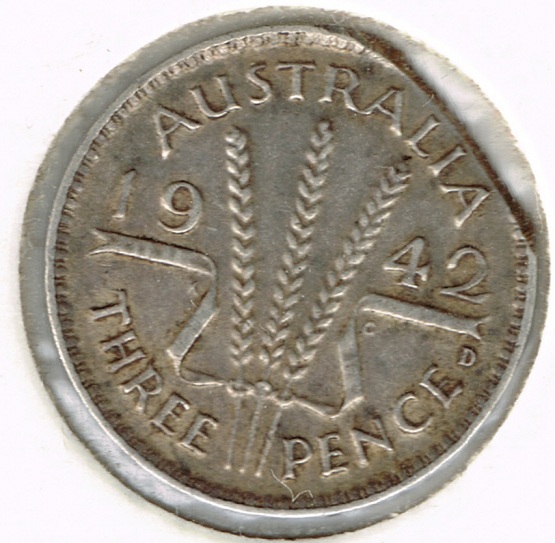 1942-Threepence-Australia-Clipped-Planchet