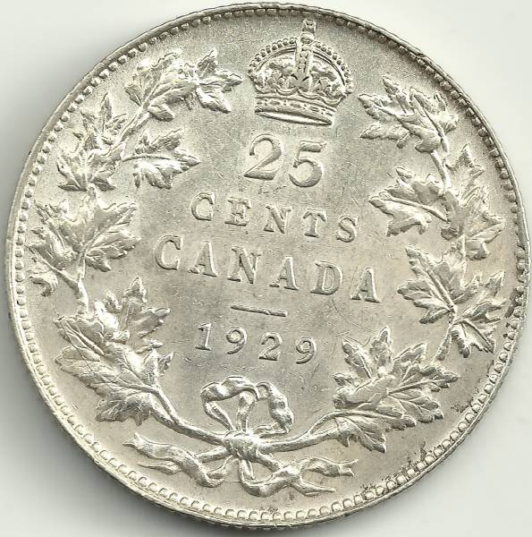 1929-Canadian-Quarter-With-Bar-Between-Bough-Just-Like-1936
