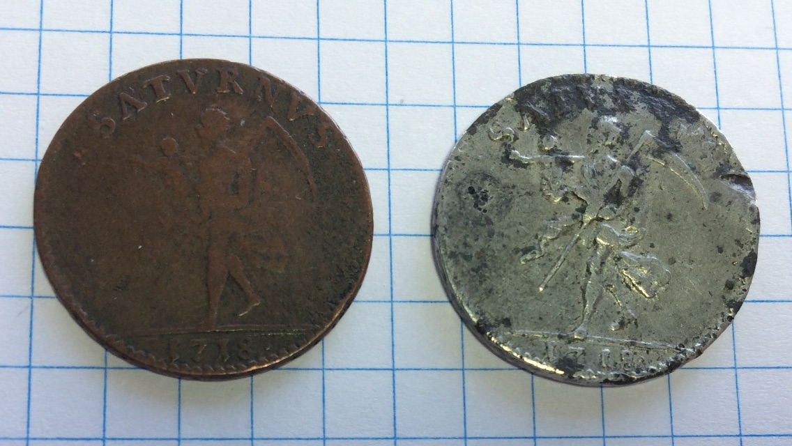 Fake-Swedish-Coin?-[1-Daler-1718,-Saturn,-97%-Tin]