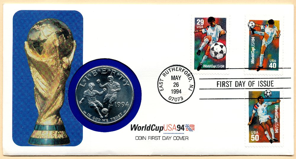 Commems-Collection-Modern:-1994-World-Cup-Coin-First-Day-Cover-With-SD