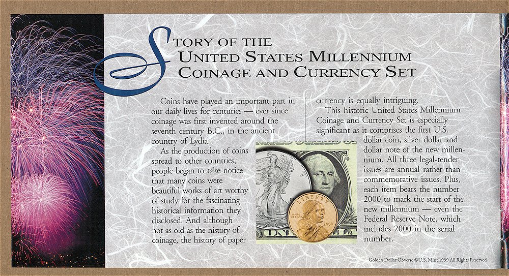 Commems-Collection-Modern:-2000-US-Millennium-Coinage-And-Currency-Set