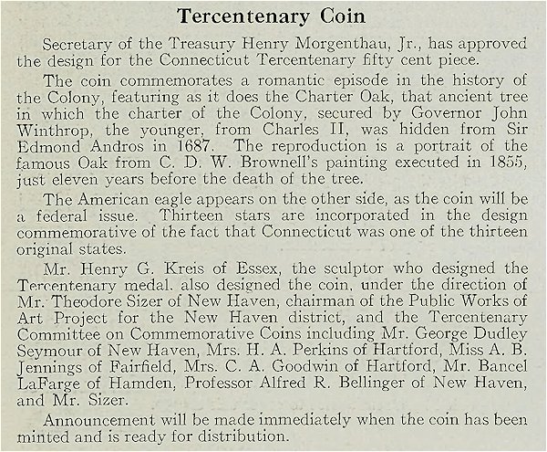 Commems-Collection-Classic:-1935-Connecticut-Tercentenary---Commission-Bulletins