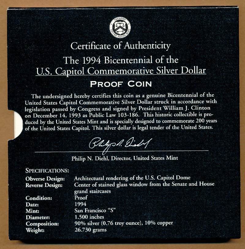 Commems-Collection-Modern:-1994-Capitol-200th---Architectural-History-Set