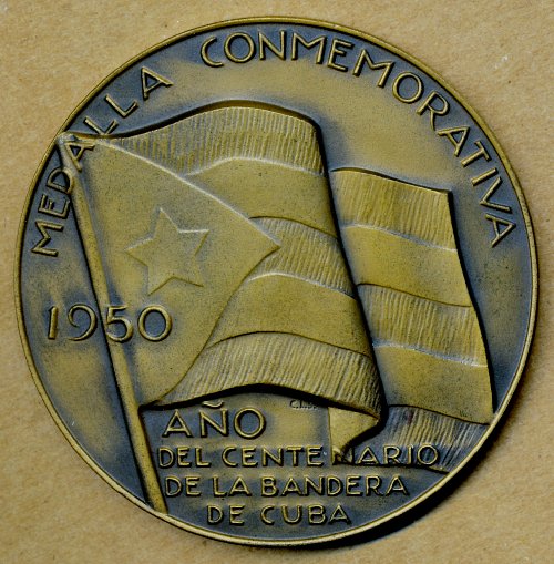 Commems-Collection-Medals:-1950-Cuba-National-Flag-100th-Anniversary