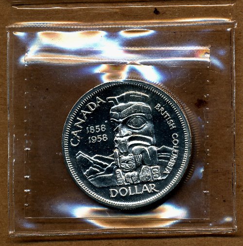 Commems-Collection-Canadian:-1958-British-Columbia-Silver-Dollar---Proof-Like