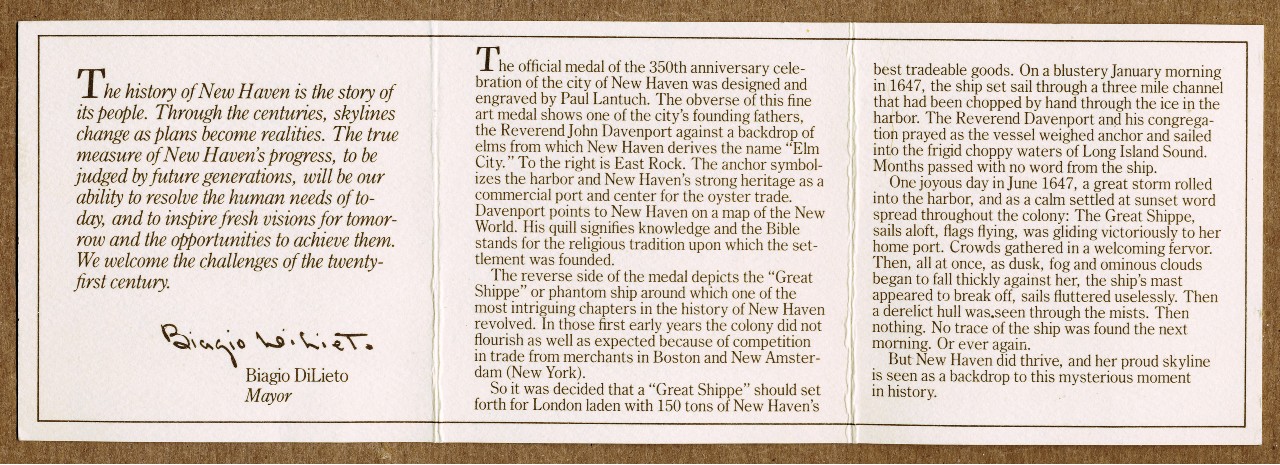 Commems-Collection-Medals:-1988-New-Haven,-CT-350th-Anniversary