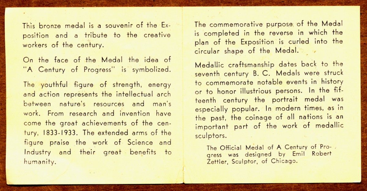 Commems-Collection-Medals:-1933-Century-Of-Progress-International-Exposition