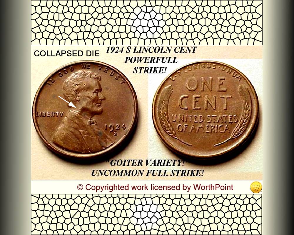 1924-S-Lincoln-Wheat-Cent-Mint-Error---Die-Subsidence-