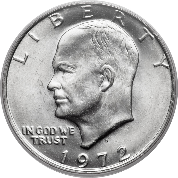 1971-D-Ike-Dollar-Talon-Head,-Upside-Down-U,-Jawline-Die-Clash