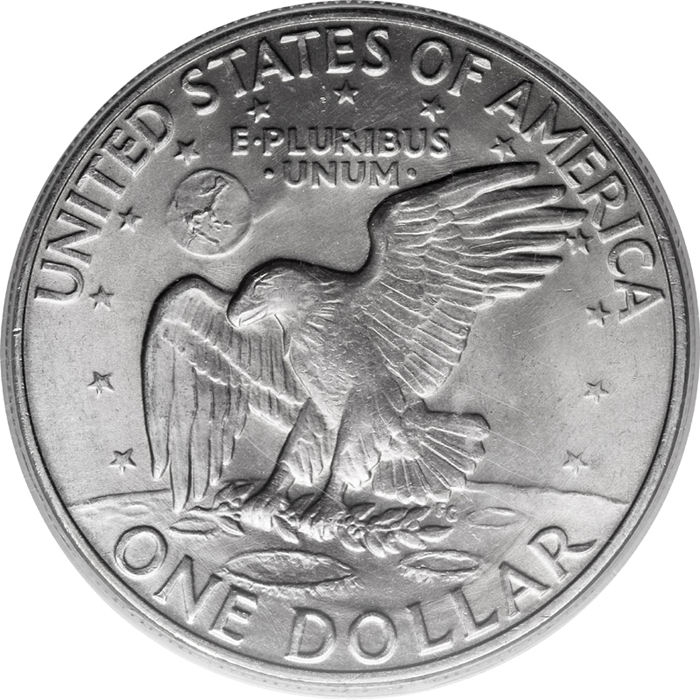 1971-D-Ike-Dollar-Talon-Head,-Upside-Down-U,-Jawline-Die-Clash