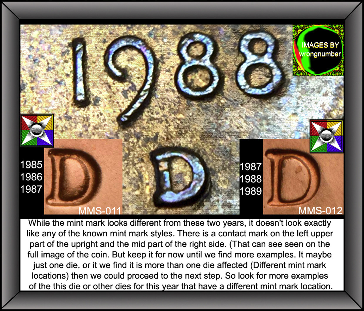 1988-D-Cent-D-Mint-Mark.--Two-Types.--One-In-Odd-Position.--And-Wide-AM
