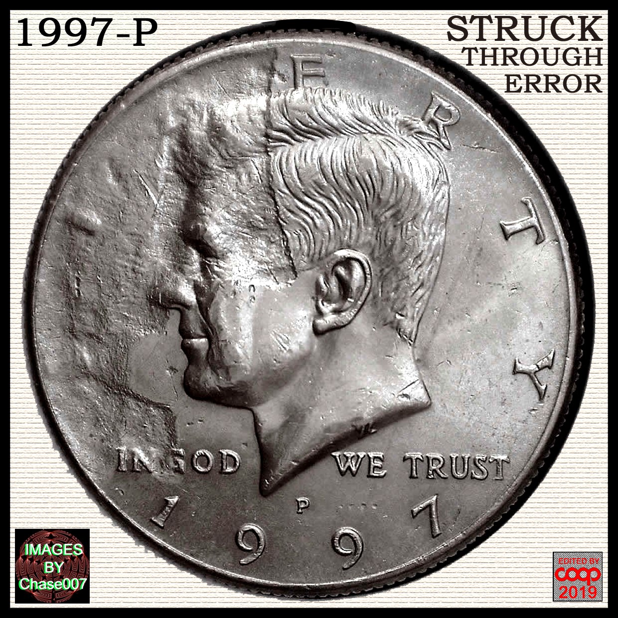 1997-P-Kennedy-Half,-Struck-Through-Grease-Or-Foreign-Object?