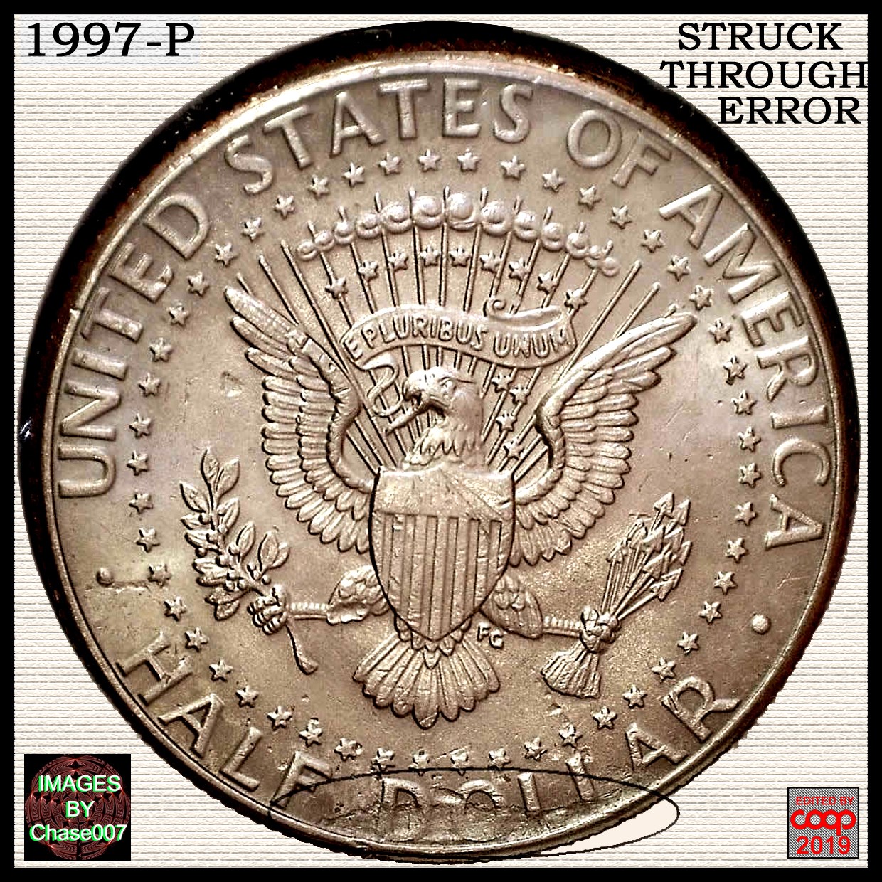 1997-P-Kennedy-Half,-Struck-Through-Grease-Or-Foreign-Object?