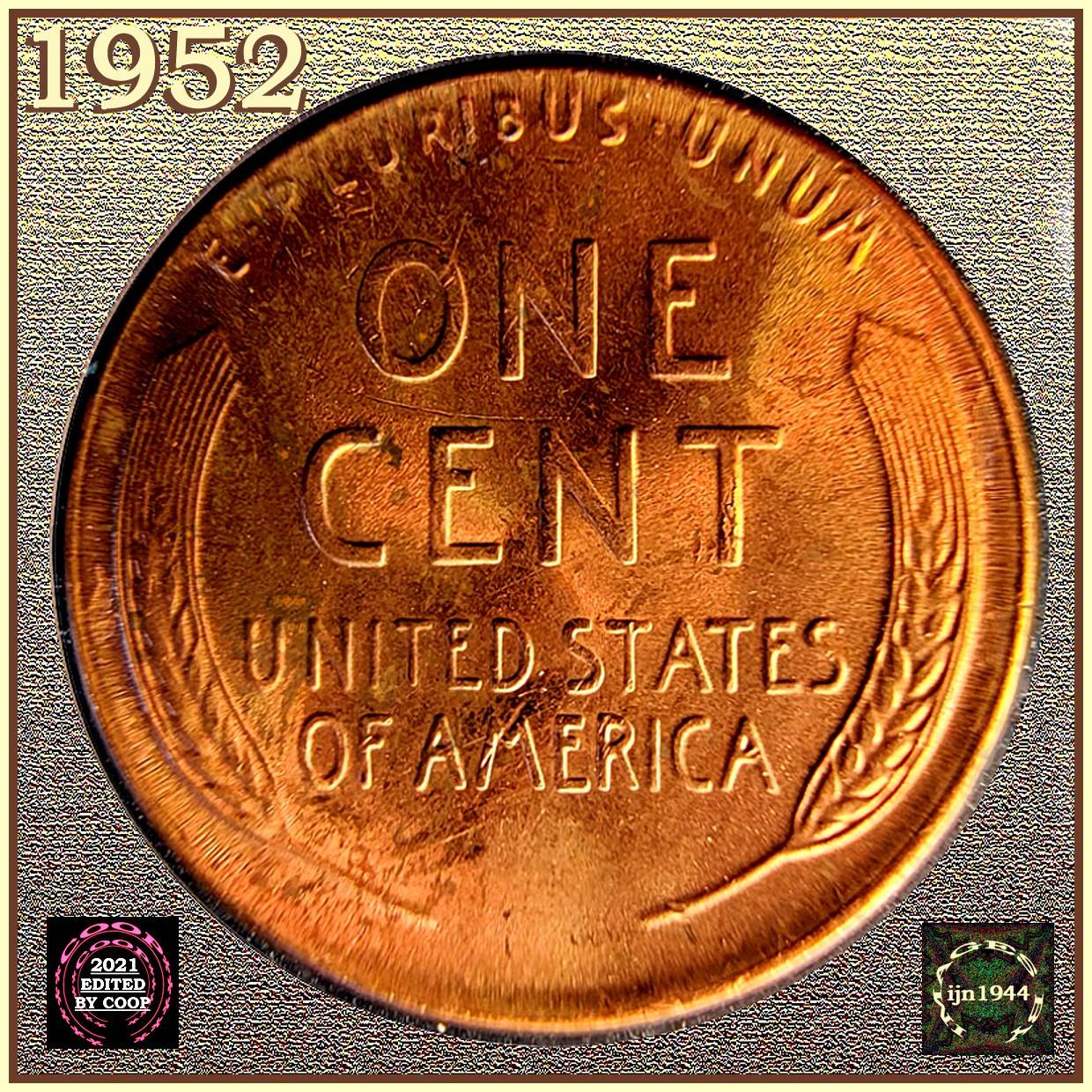 1952-Wheat-Cent----Cracked-Skull-And-Die-Deterioration