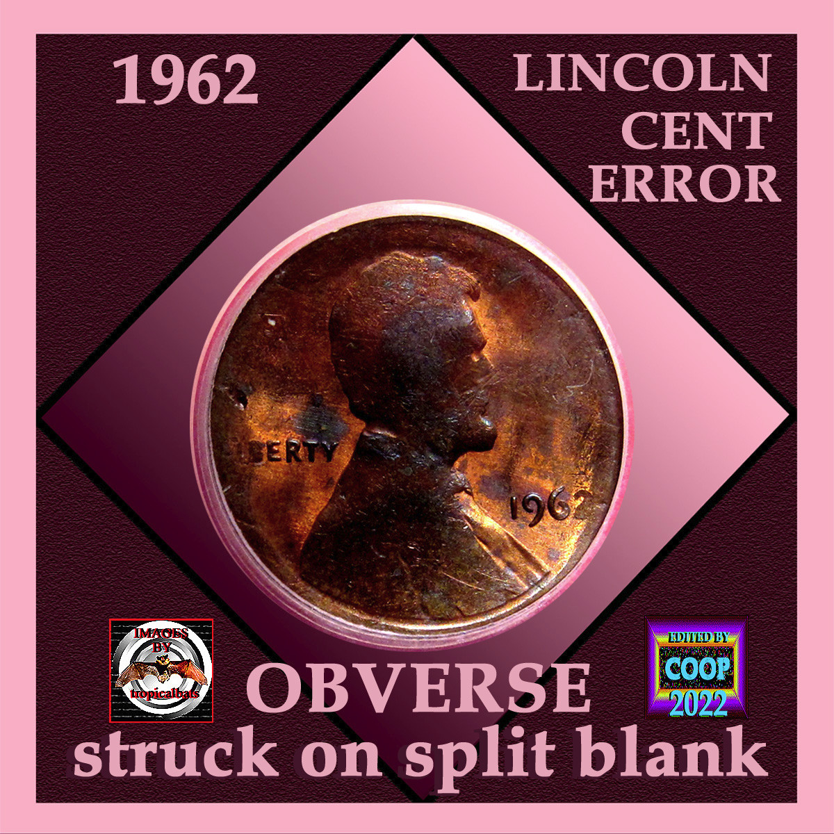 1962-Lincoln-Memorial-Cent-Mint-Error---Struck-On-Split-Blank
