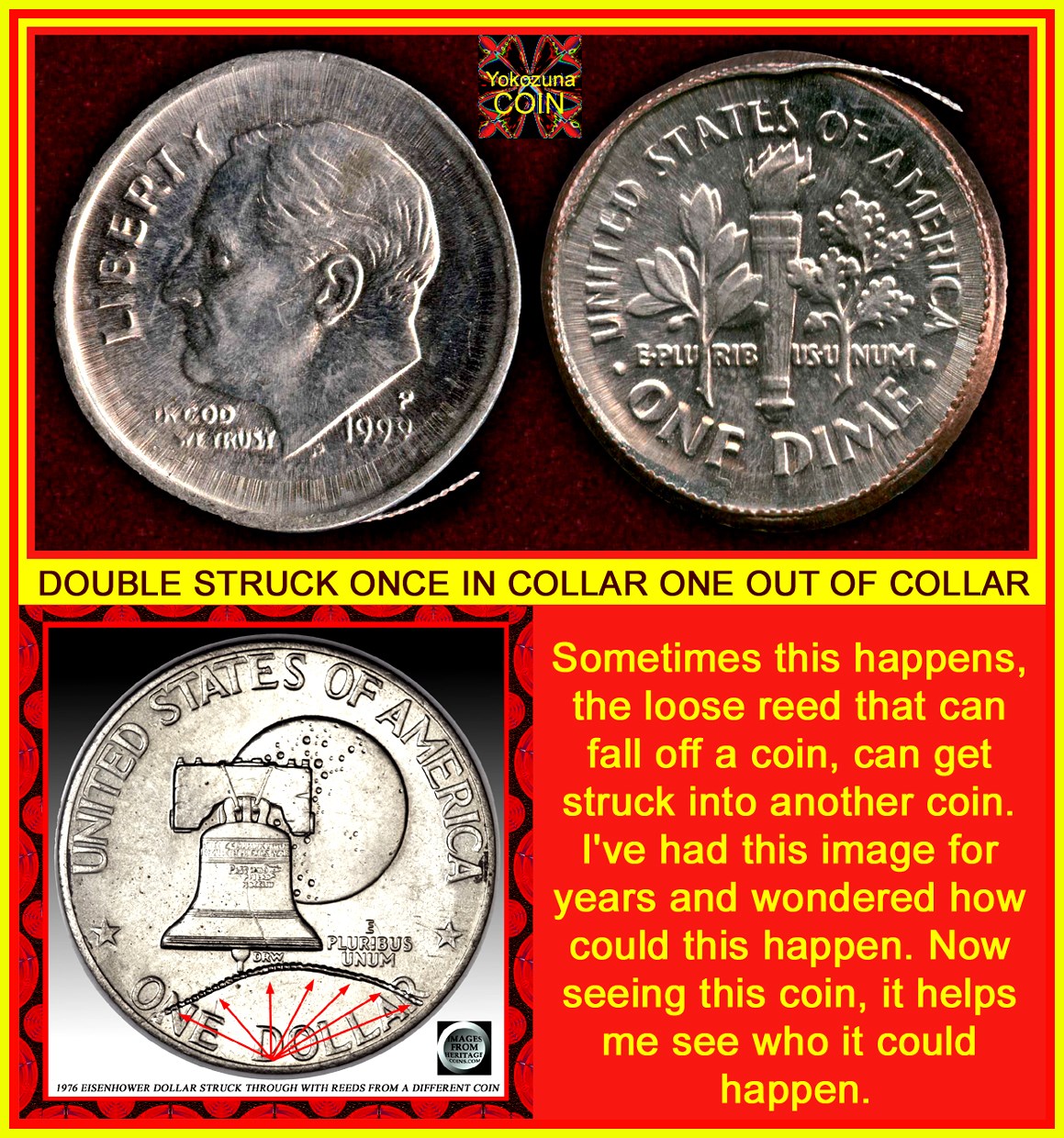 1999-P-Dime-Double-Struck-Detached-Broken-Reeding