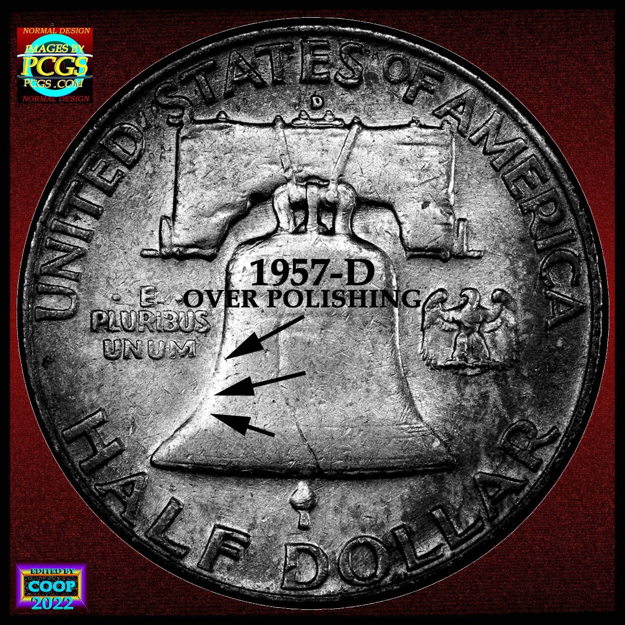 1957-D-Franklin-Half-Dollar-Missing-Portion-Of-Bell?