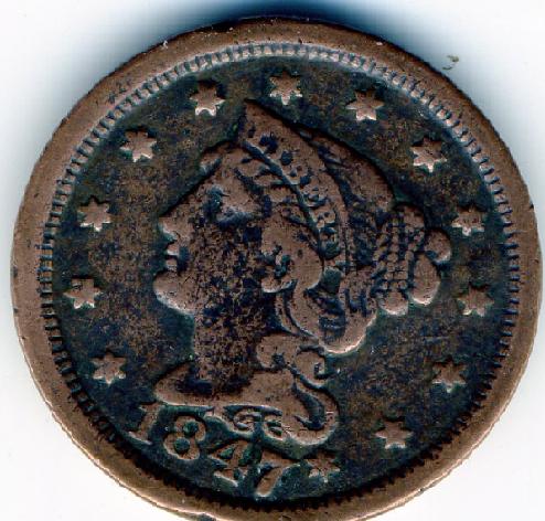 1847-Large-Cent-7-Over-Small-7