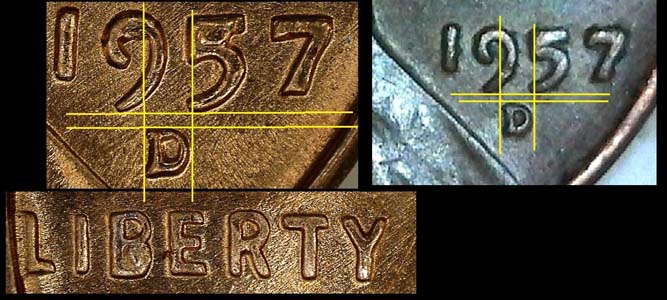 2-More-1957-D's-Cents-With-Bottom-Filled-B's