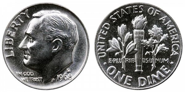 Roosevelt-One-Dime-1968-No-S-Coin