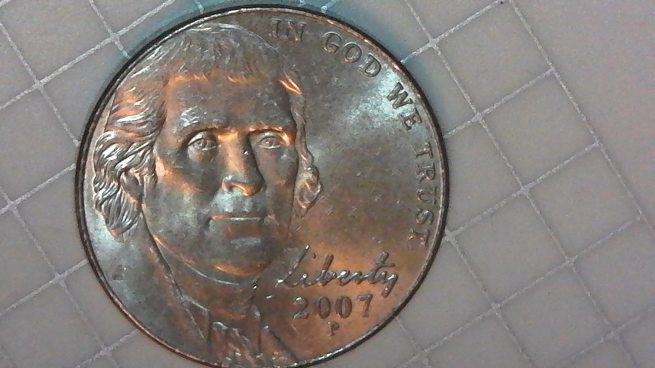 2007-P-Jefferson-Nickel-With-Orange-Peel-Look-To-3/4-Of-Reverse-Any-Thought