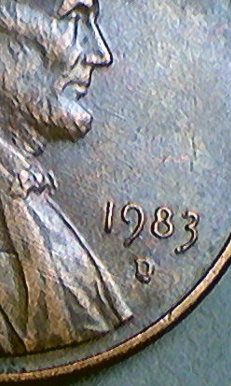 1983-D-Penny-With-Possible-Die-Chip-On-The-Bottom-Of-The-D