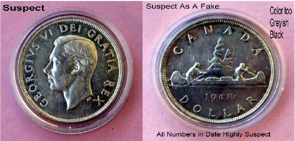 Pictorial-Of-Fake-/-Suspect-1948-Canada-Silver-Dollar