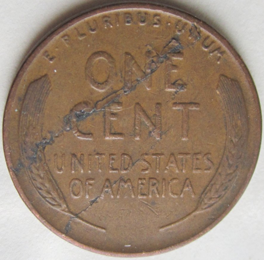 1941-Lincoln-Wheat-Penny-With-Lamination-On-Reverse