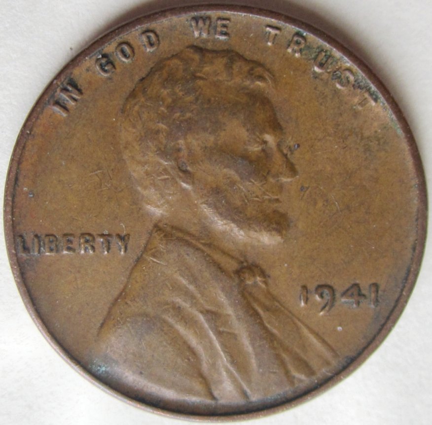 1941-Lincoln-Wheat-Penny-With-Lamination-On-Reverse