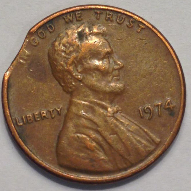 1974-Penny---Small-Clipped-Planchet-Error