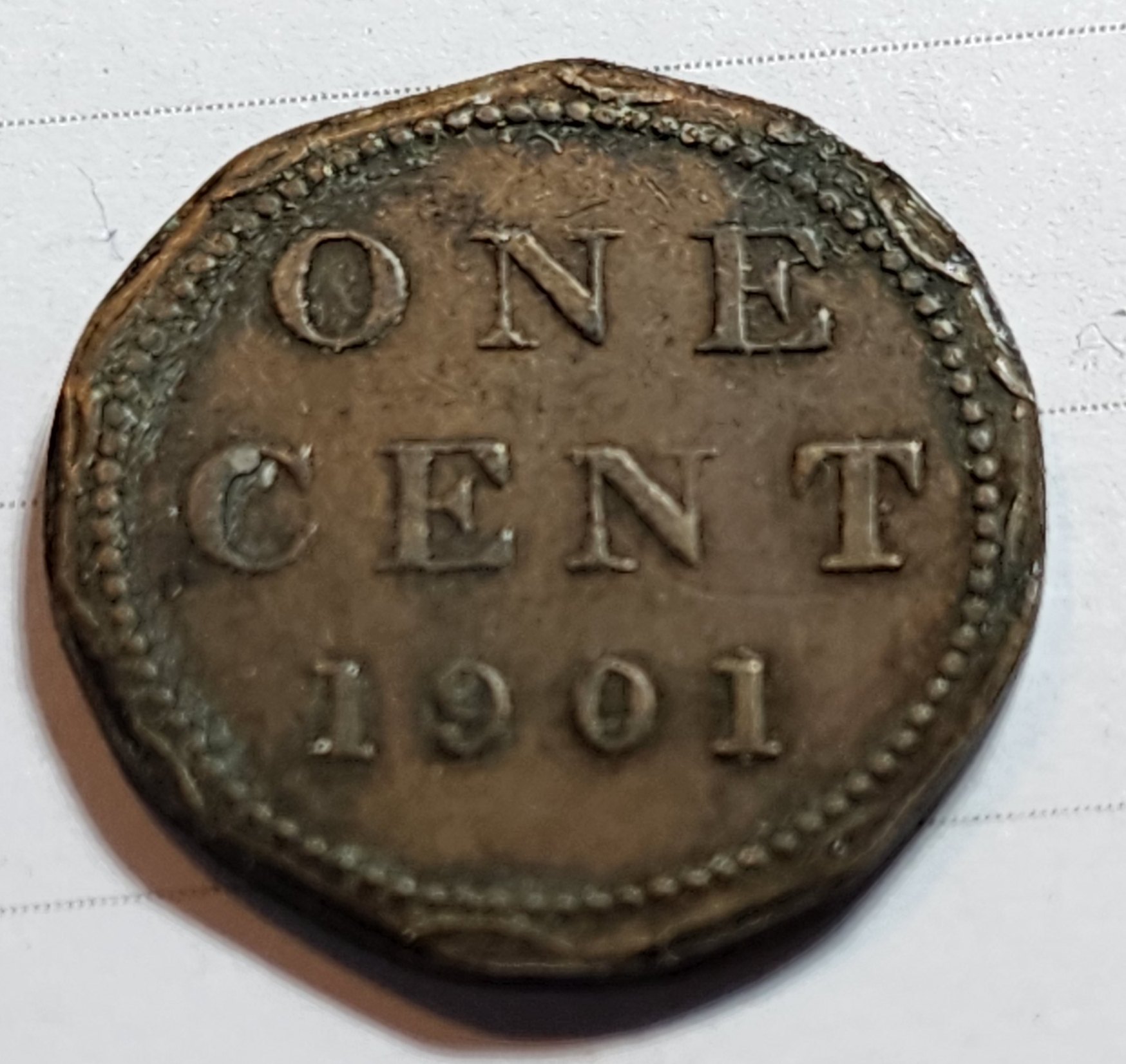 Victoria-1901-One-Cent-Coin/Token-Id:-With-Extensive-Edge-Clipping
