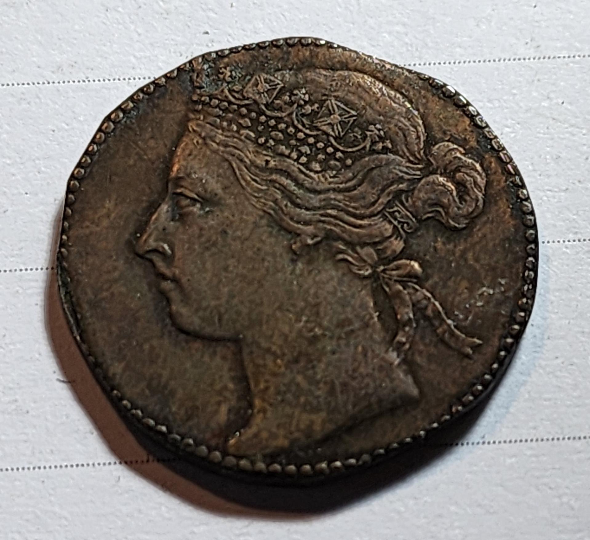 Victoria-1901-One-Cent-Coin/Token-Id:-With-Extensive-Edge-Clipping