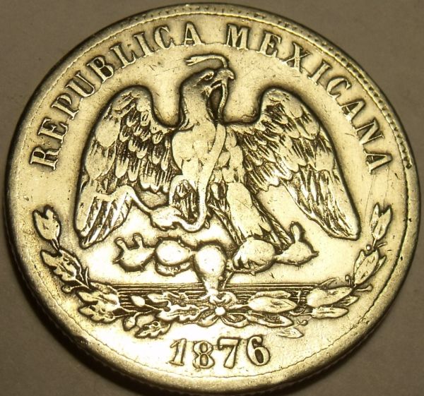 Mexico-1876-Fifty-Centavos-With-Wide-Variation-In-Date.
