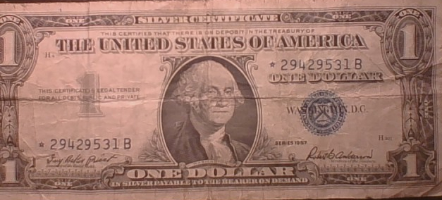 1957-Dollar-Bill-Silver-Certificate-Blue-Stamp-And-1976-2-Dollar-Bill