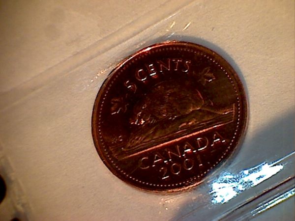 2003-P-Canadian-Nickel-With-Copper-On-One-Side-And-Nickel