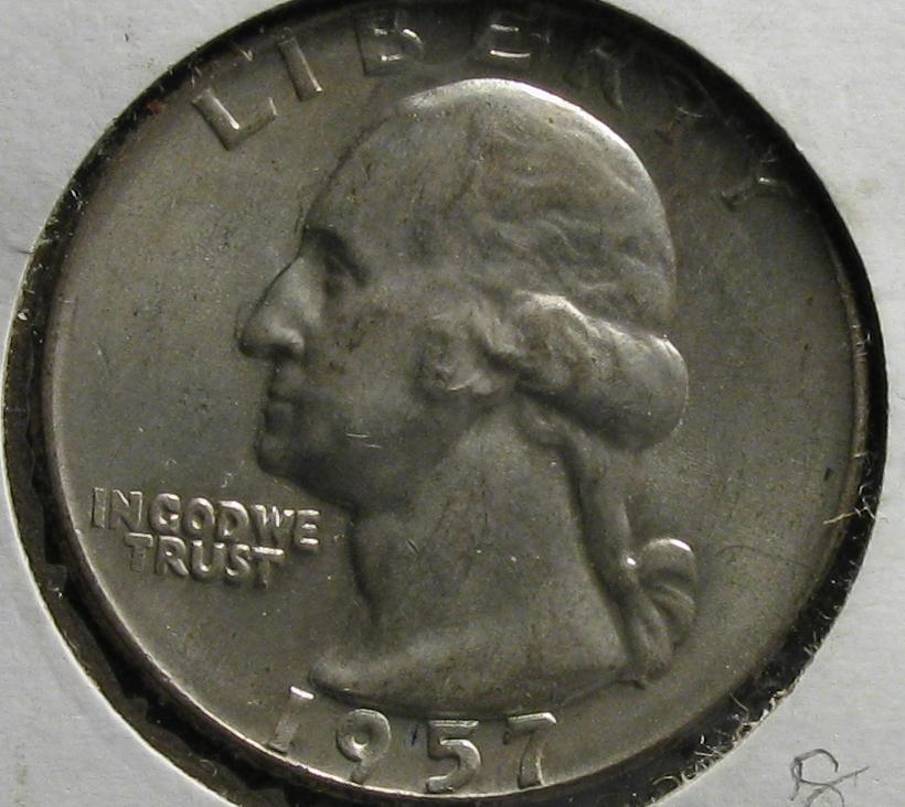 1957-D-Washington-Quarter---Strike/Die-Error-On-Motto?