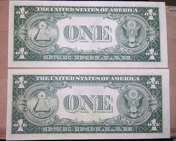 1935-G-$1-Silver-Certificate-Blue-Seal---Consecutive-Notes