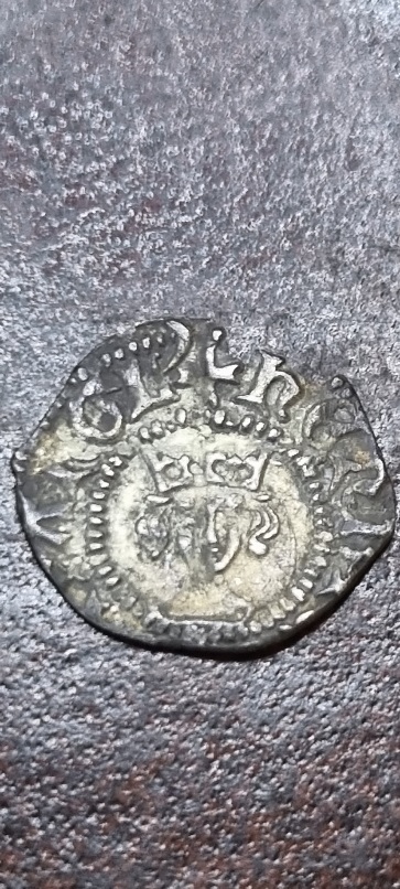 English-?-Tiny-Silver-Hammered-Coin,-Farthing-?-Id:-1399-1413-Great-Britain-Half-Penny