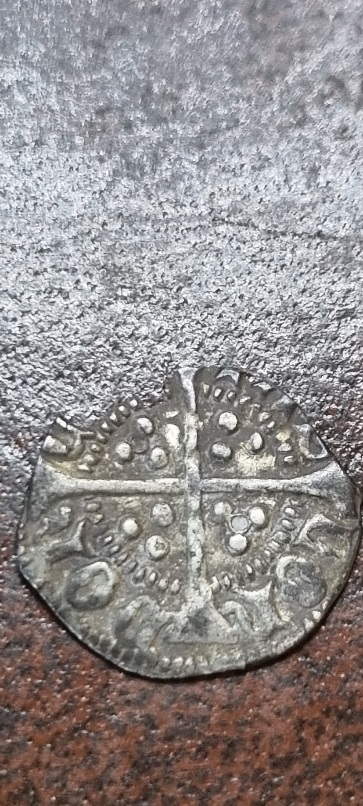 English-?-Tiny-Silver-Hammered-Coin,-Farthing-?-Id:-1399-1413-Great-Britain-Half-Penny