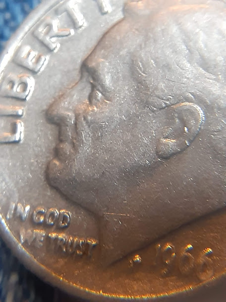 1966-Dime-With-5-On-The-Cheek....