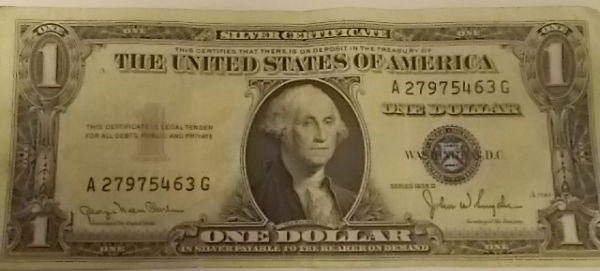 1935-$1-Silver-Certificate---Received-In-Change