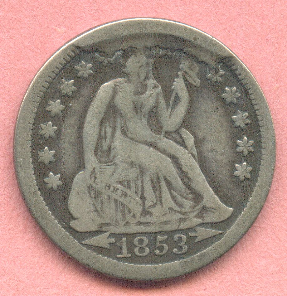 1853-Arrows-And-Rays--Dime-With-An-Unknown-Obverse-