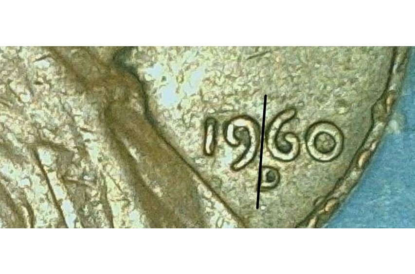 1960-D-Cent-Damage-Or-Mad-Die-And-Broken-Post-On-Mint-Mark