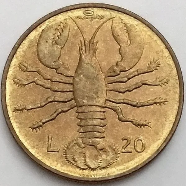 1974-San-Marino-20-Lire,-PCGS-MS-67,-San-Marino,-Lobster