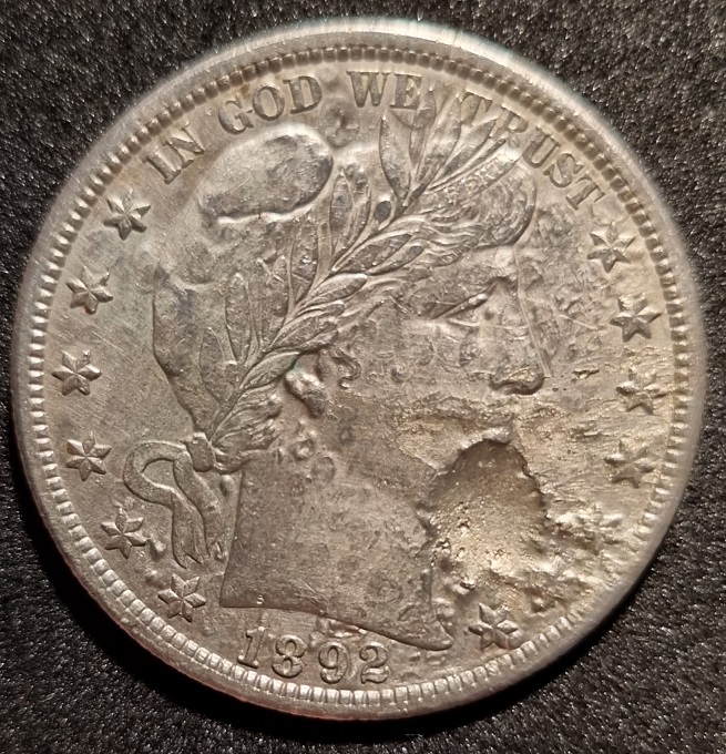 1892-Barber-Half-Dollar.-Interesting-Piece,-Probably-Counterfeit.