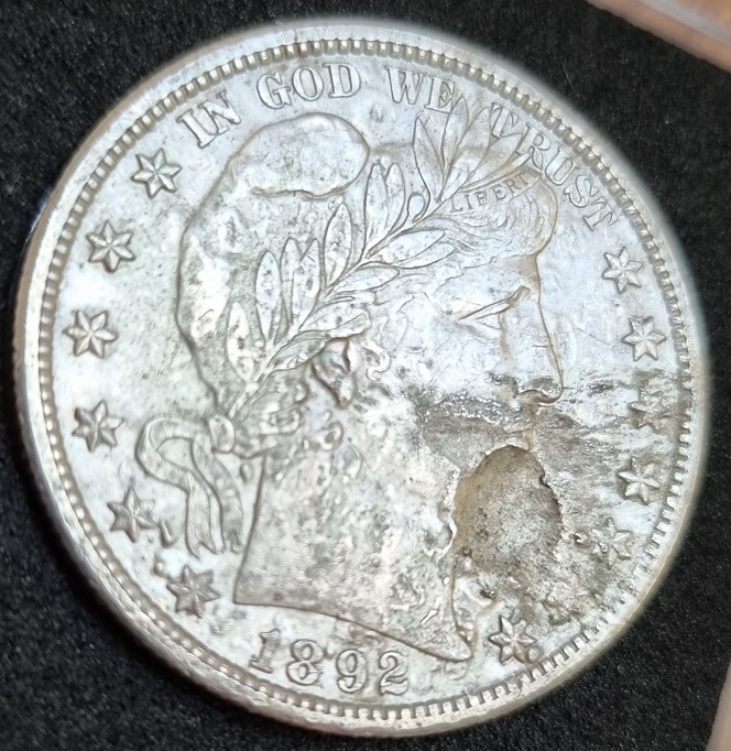 1892-Barber-Half-Dollar.-Interesting-Piece,-Probably-Counterfeit.