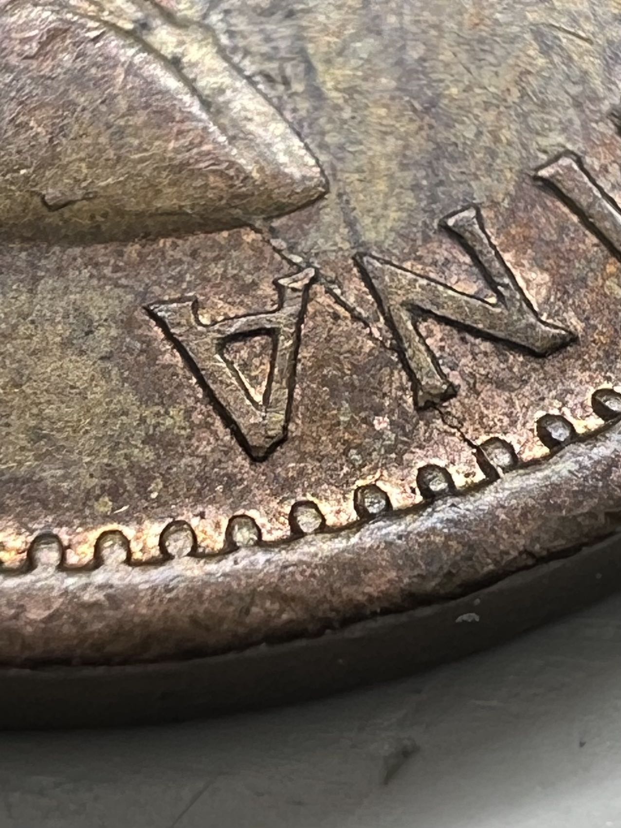 1955-Canadian-Penny,-Die-Crack?