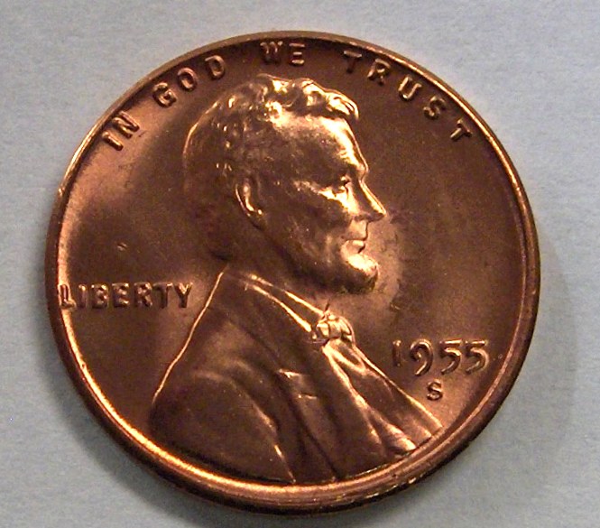 Strange-Neon-Green/Copper-Lincoln-Cent-1955-S
