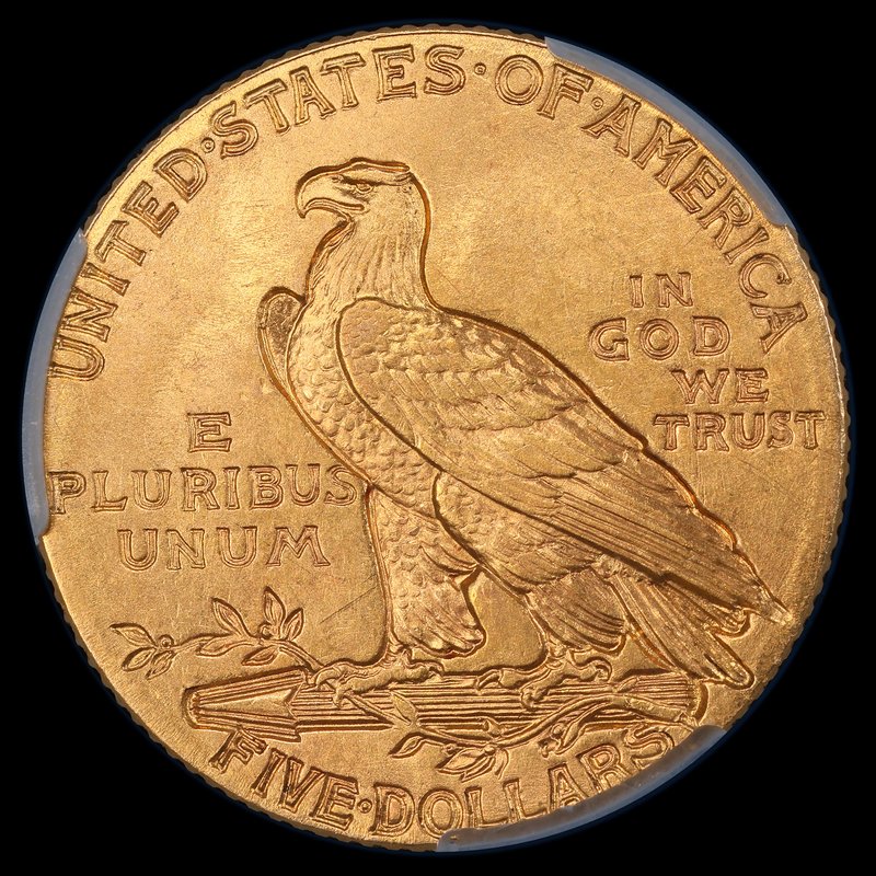 1908-$5-Indian---CAC-Unc-Details